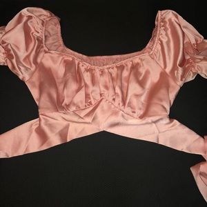 light pink crop top with tie